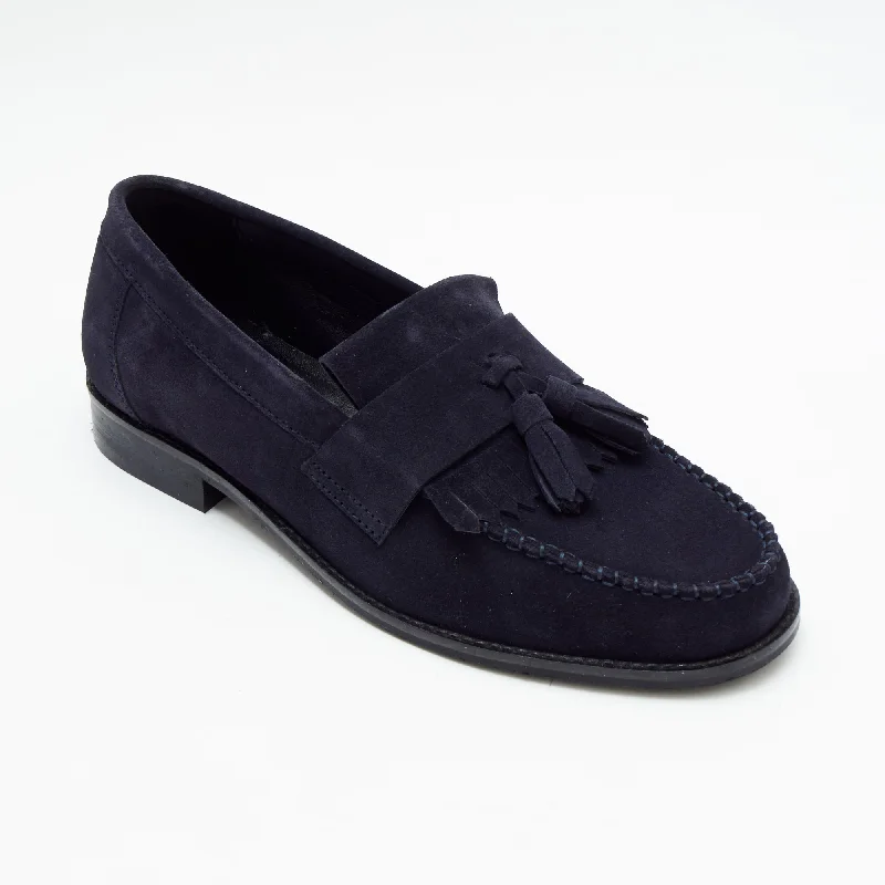 Trendy Lace-Up Shoes Mens Formal Moccasin Shoes 17999_Navy Blue Suede