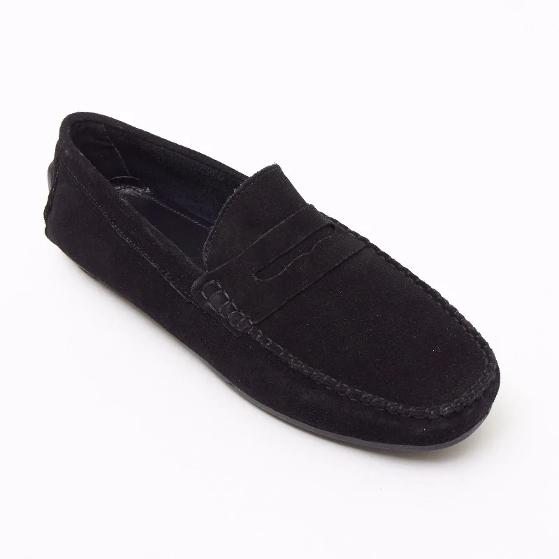 Lightweight Running Shoes Mens Suede Casual Slip On Shoes - 4611-S_Black