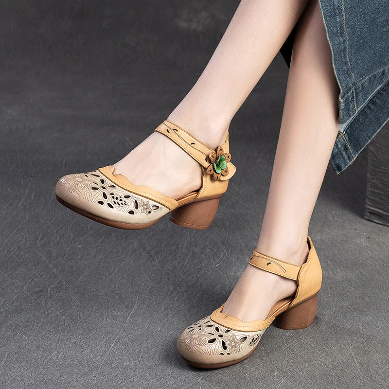 Warm Winter Boots Women Retro Summer Hollow Leather Casual Sandals