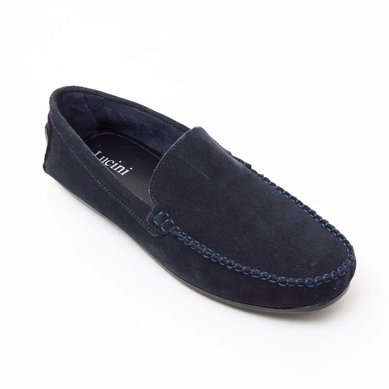 Outdoor Hiking Boots Mens Suede Casual Slip On Shoes - 4611-P_Navyblue