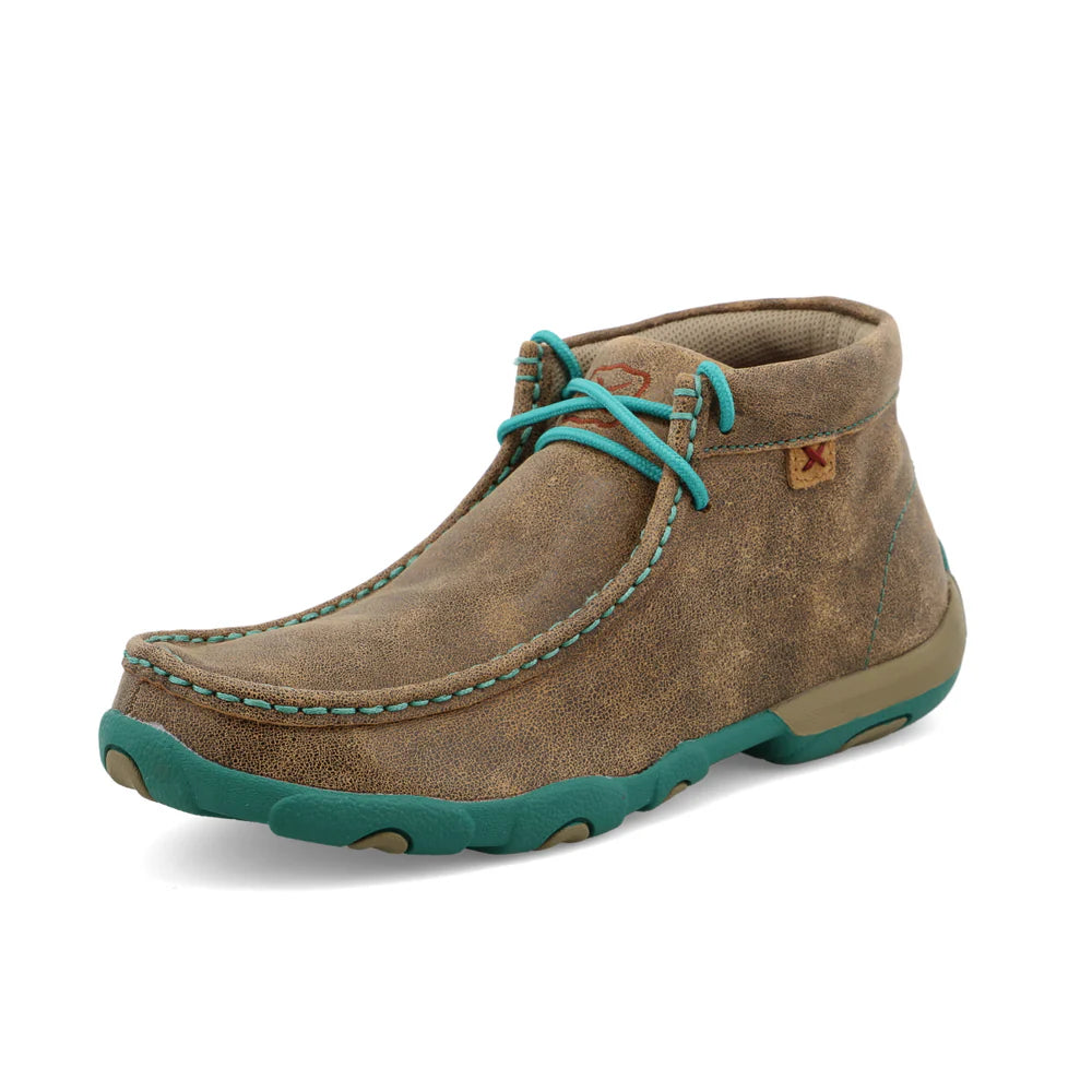 Elegant Wedding Shoes Twisted X Women's Chukka Driving Moc- Brown and Turquoise Trim