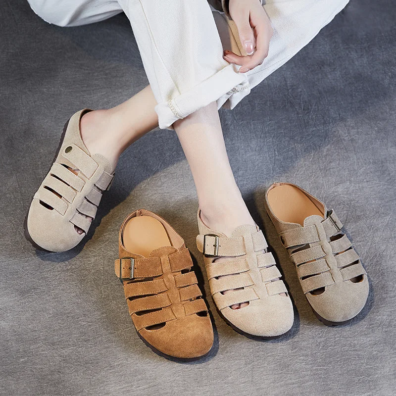 Casual Sandals Collection Women Retro Plaited Suede Flat Casual Mules