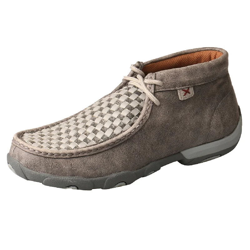 Comfortable Walking Sandals Twisted X Women's Chukka Driving Moc- Woven Grey and Grey