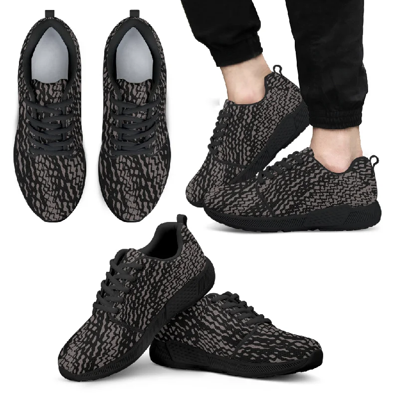 Bold Accents Charcoal and Black Tire Scribbles Athletic Sneakers