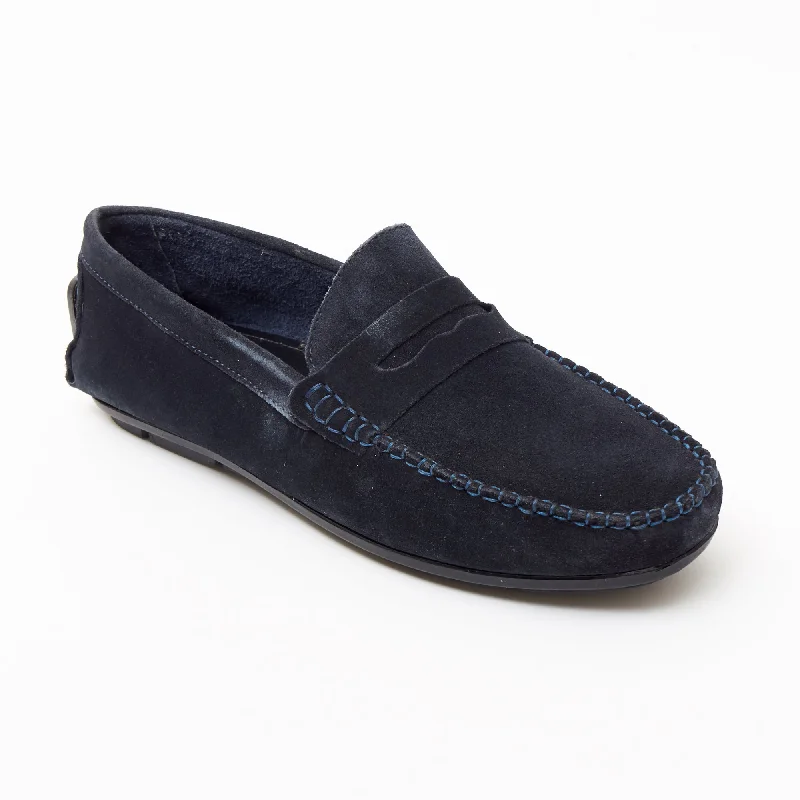 High Heels Collection Mens Suede Casual Slip On Shoes - 4611-S_Navyblue