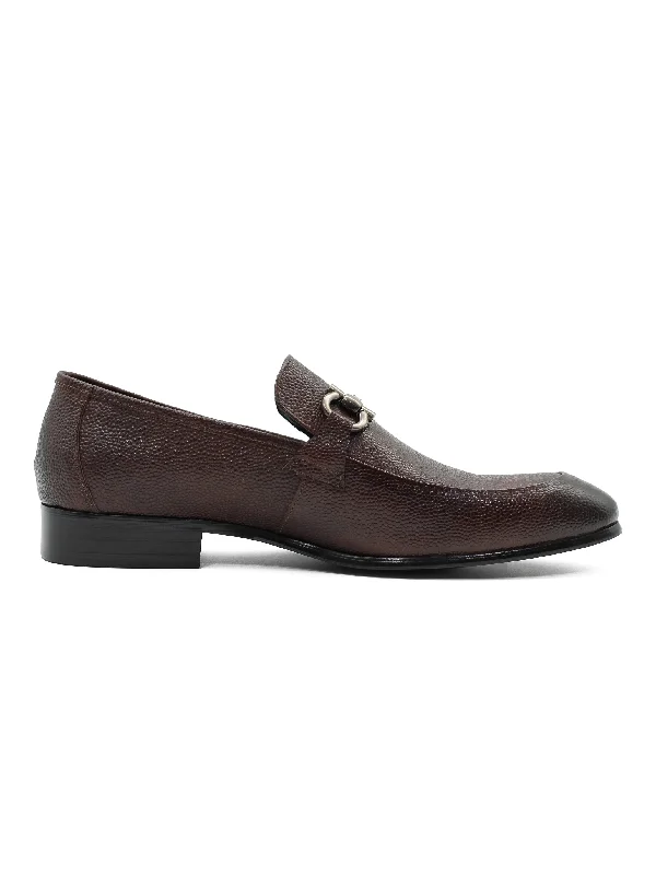 Summer Flip Flops BROWN LEATHER SNAFLE BIT BUCKLE LOAFERS