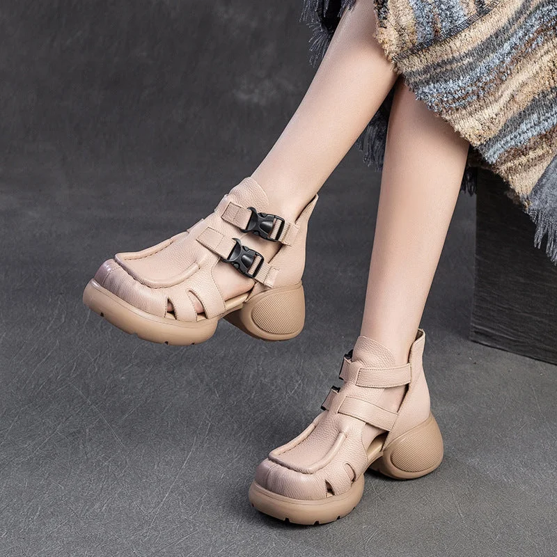 Luxury Boots For Sale Women Retro Leather High Top Casual Sandals