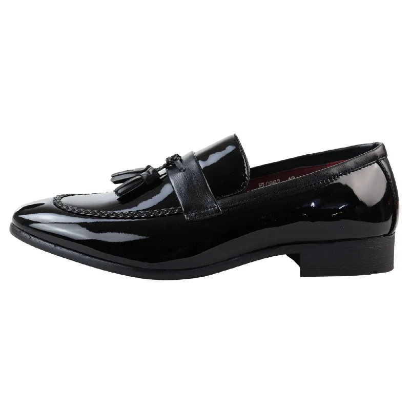 Bold Detailing Men's Moccasin Loafers Patent Leather Lined Slip On Tassel Formal Dress Shoes Bold Detailing Men's Moccasin Loafers Patent Leather Lined Slip On Tassel Formal Dress Shoes