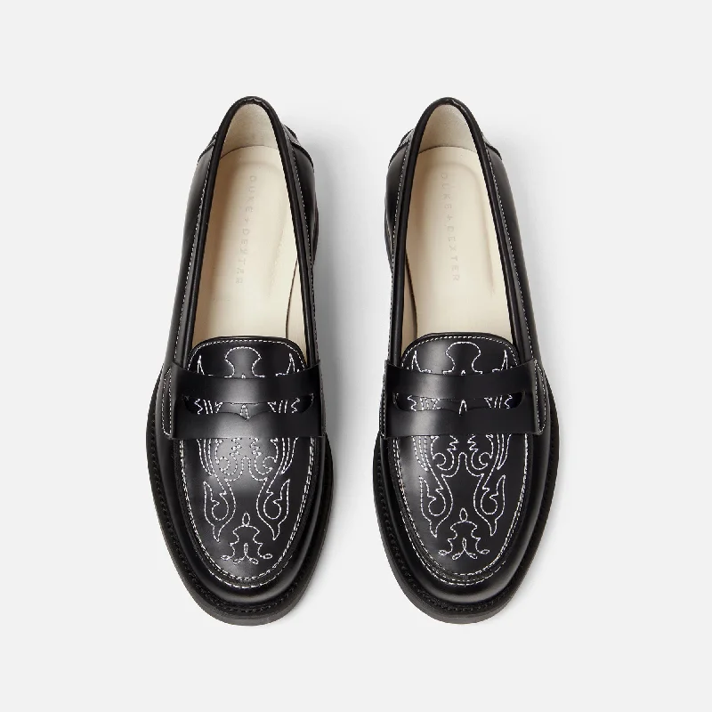 Slip-On Shoes For Men Wilde Black Western Penny Loafer - Women's