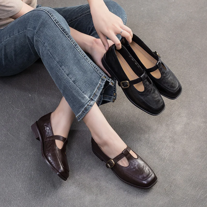 Summer Flip Flops Women T-Strap Retro Leather Casual Loafers