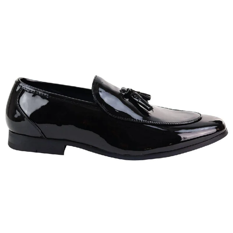 Classic Oxford Shoes Mens Tassel Slip On Black Shoes Shiny Patent Smart Casual Formal Driving Retro