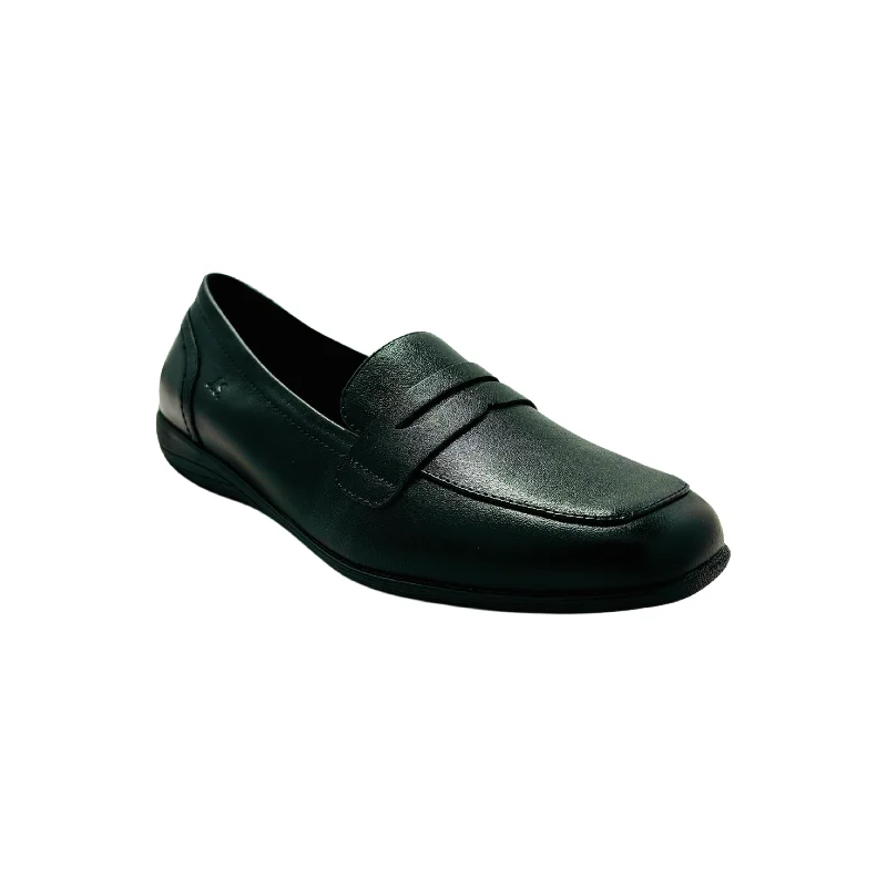 Comfortable Flats For Work 74822 Black Leather Loafer