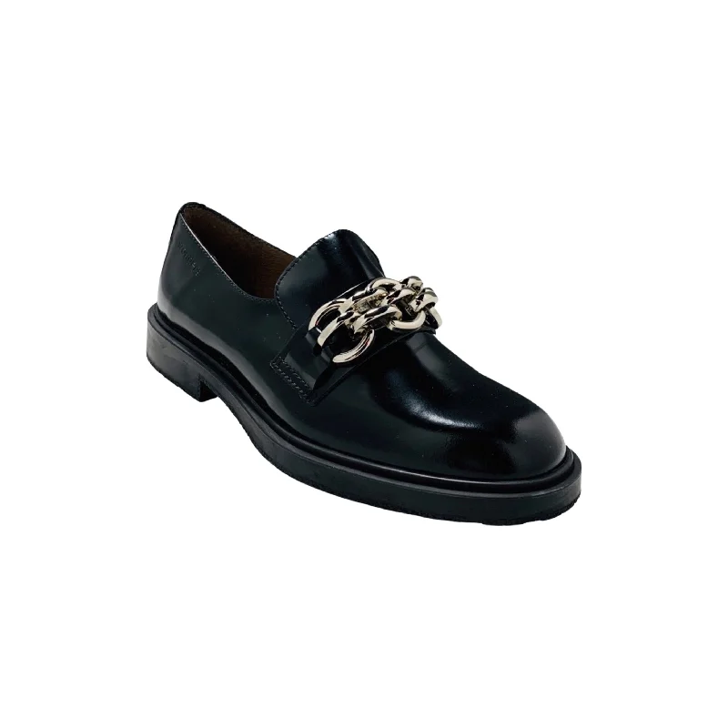 Comfortable Walking Shoes B9103 Black Flat Moccasin