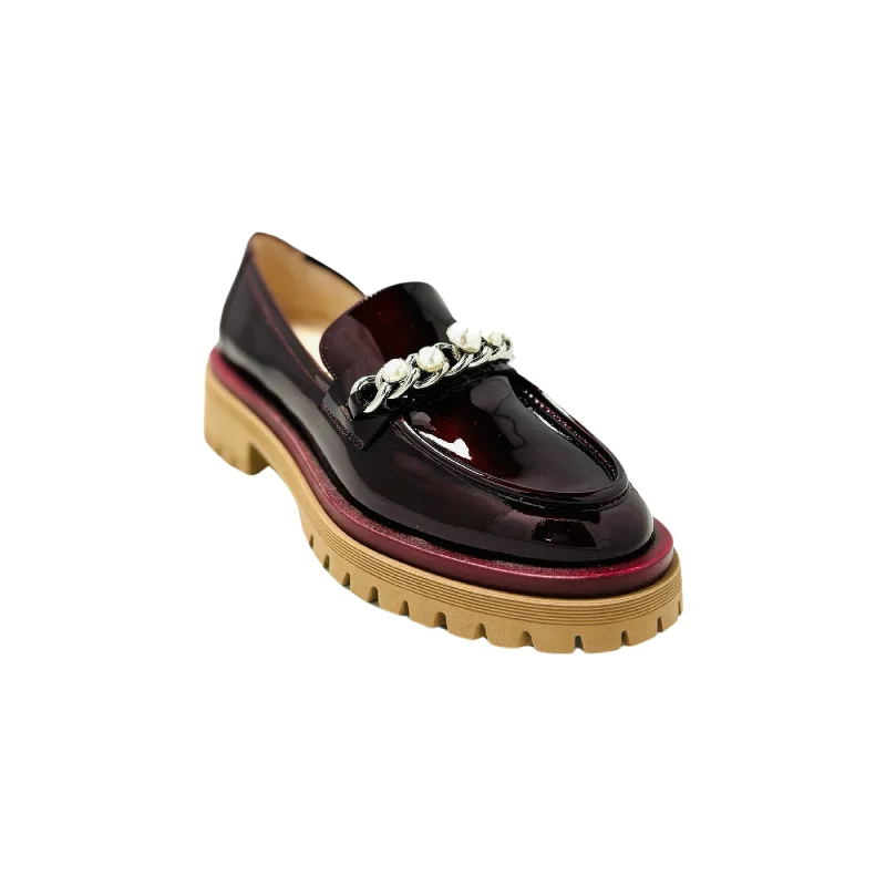 Classic Flat Shoes BER3360 Bordo Patent Loafer