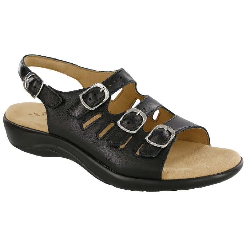 Comfortable Walking Shoes SAS Mystic Sandal Black Leather (Women's)