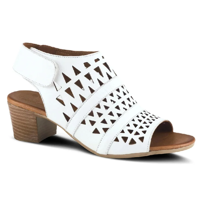 Sporty Casual Shoes Spring Step Dorotha White Leather Sandal (Women's)