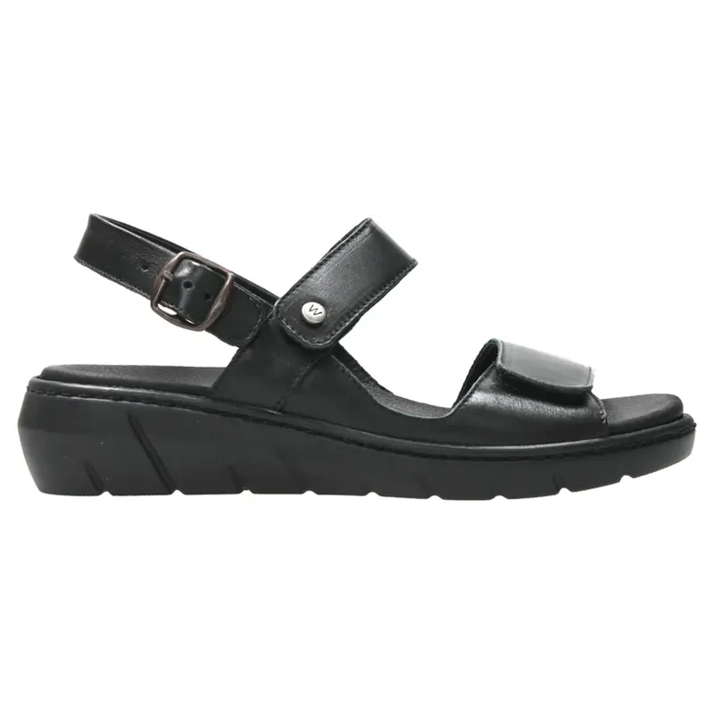 Lightweight Running Shoes Wolky Santorini Black Leather Sandal (Women's)