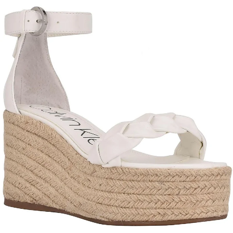 Luxury Sneakers For Sale Calvin Klein Womens Thea Faux Leather Sandal Wedge Heels