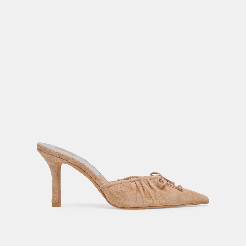 Trendy Lace-Up Shoes KAIRI HEELS CAMEL SUEDE