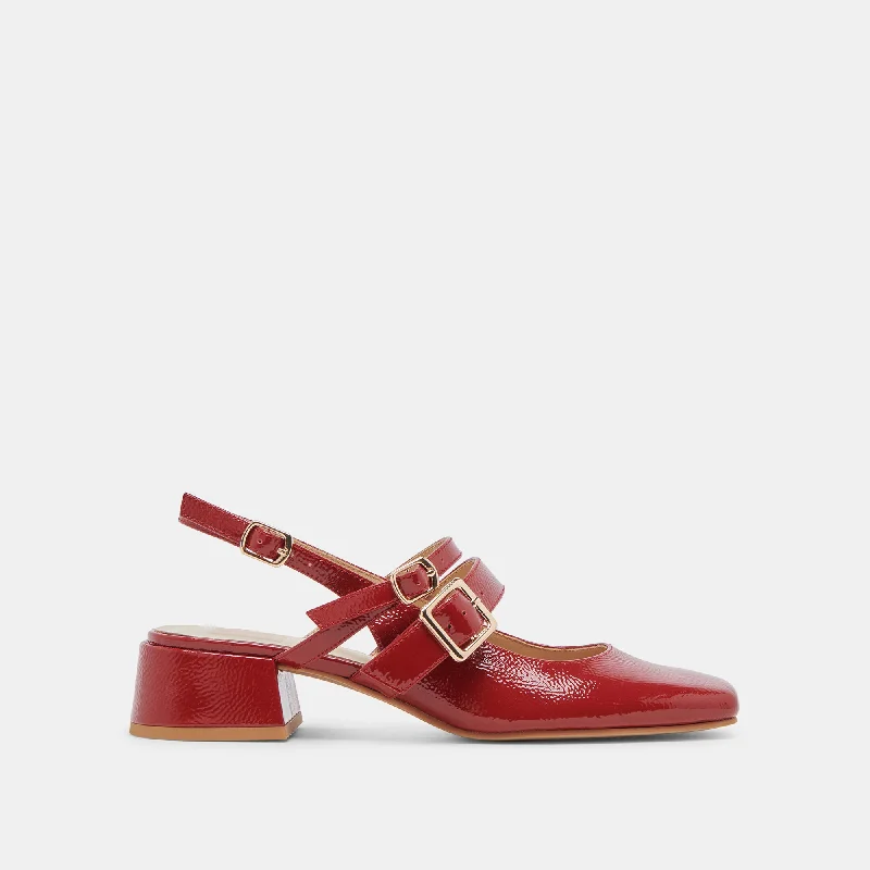 Trendy Platform Sneakers PATZY HEELS CRIMSON CRINKLE PATENT LEATHER