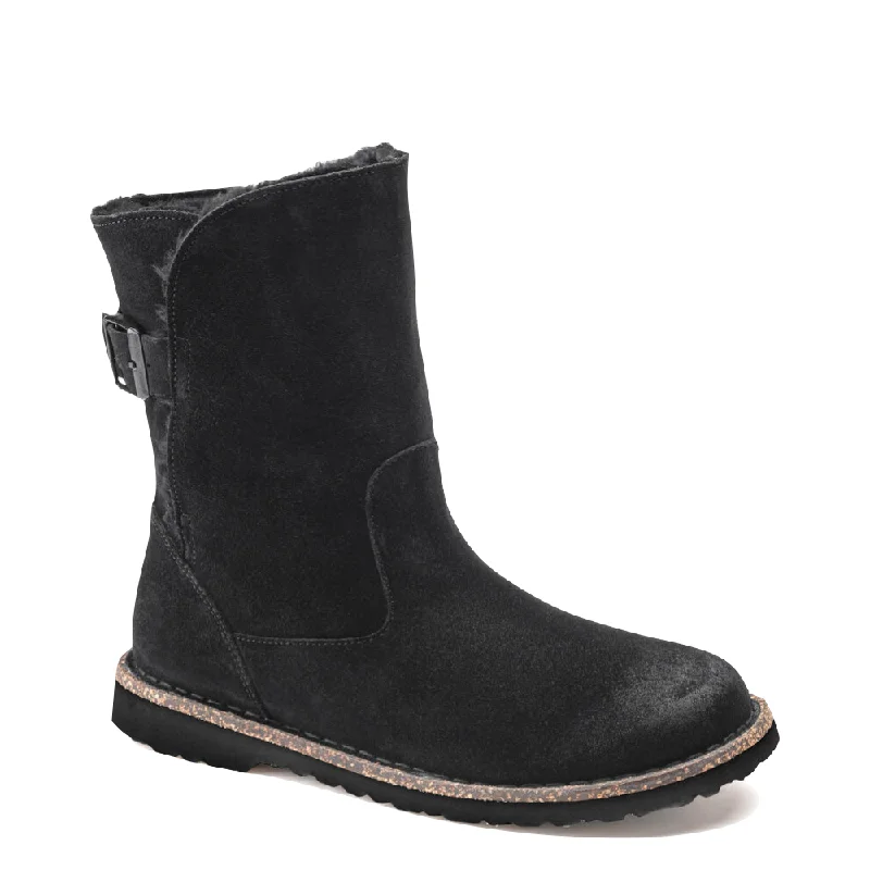 Luxury Sneakers For Sale Birkenstock Uppsala Shearling Suede Leather Pull On Boot in Black