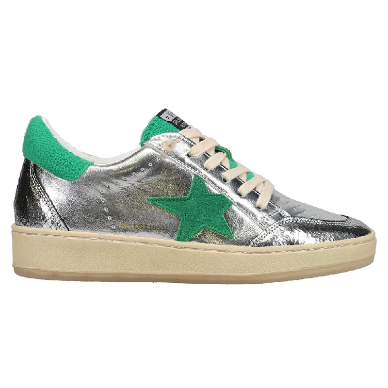 Luxury Leather Sneakers Denisse Metallic Lace Up Sneakers