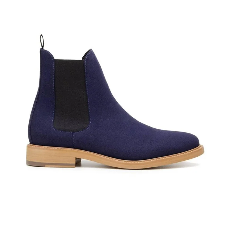 Stylish High Heels 'Dylan' Unisex Chelsea Vegan Suede Boots by Ahimsa -  Navy