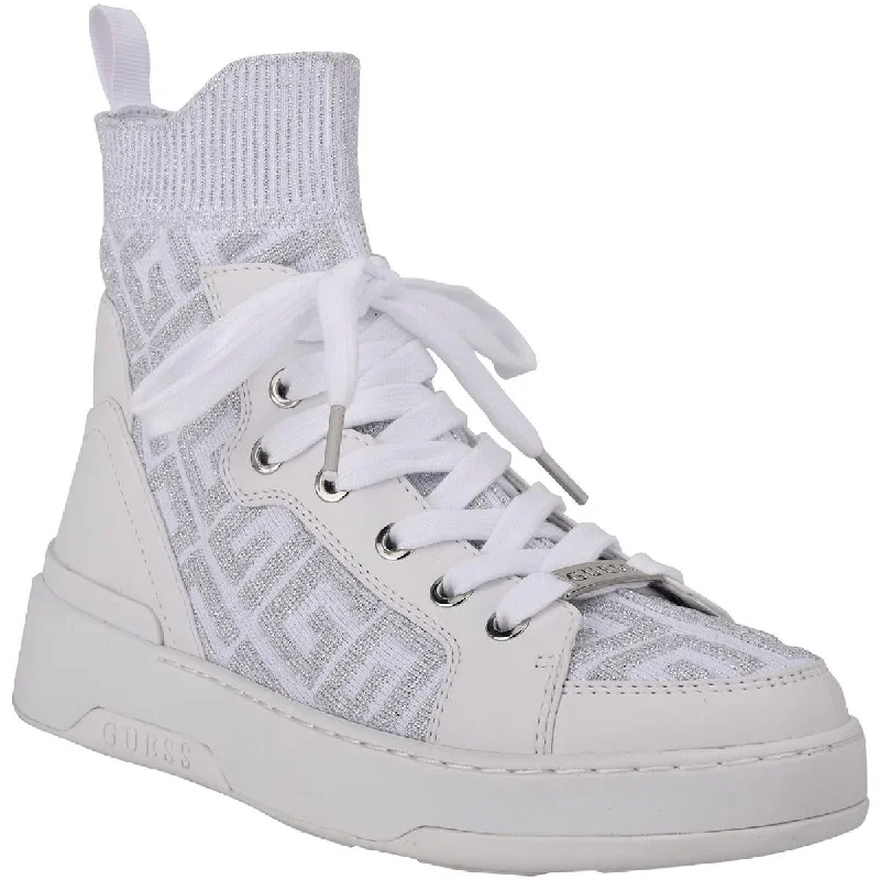 Leather Casual Shoes Guess Womens GW Manney Embellished High Top Casual and Fashion Sneakers