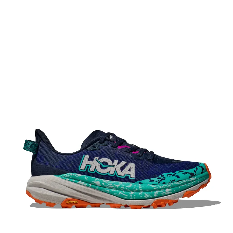 Chunky Sneakers Trend Hoka Women's Speedgoat 6 Sneaker in Varsity Navy/Meteor