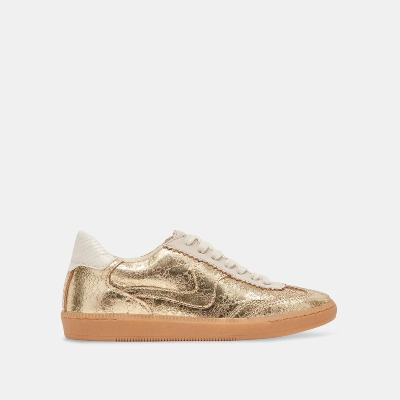 High Fashion Footwear NOTICE WIDE SNEAKERS GOLD DISTRESSED LEATHER