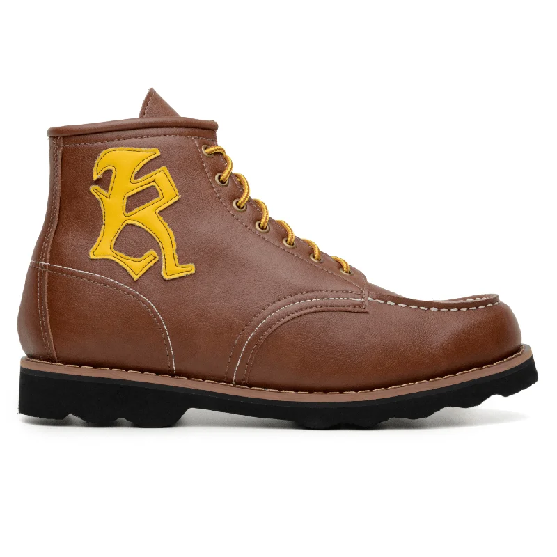 Sporty Casual Shoes 'Redwing' Vegan lace-up work boot by King55 - Cognac