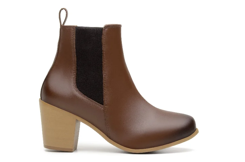 Trendy Platform Sneakers 'Sinead' vegan leather chelsea boot by Zette Shoes - cognac