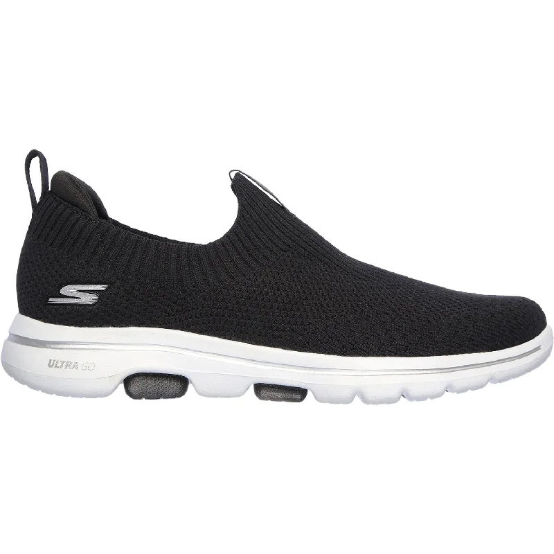 Best Sports Shoes Women's Skechers GOwalk 5 Trendy Black/White Knit Fabric