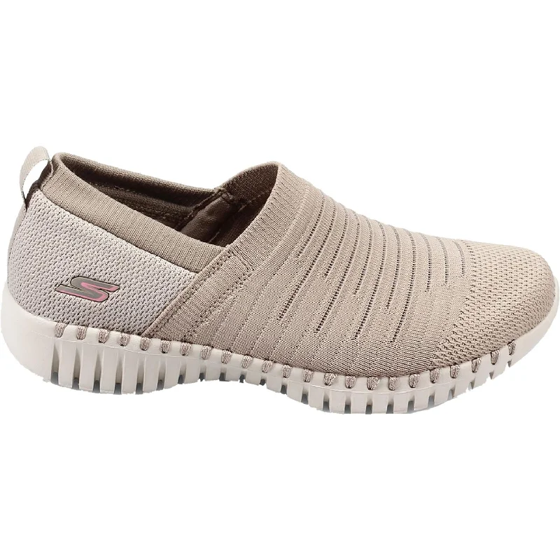 Comfortable Casual Shoes Women's Skechers GOwalk Smart Wise Taupe Knit Fabric