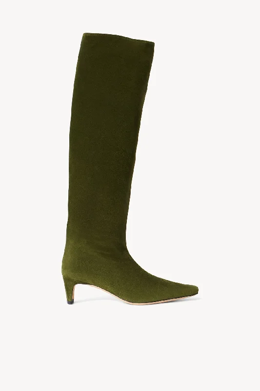 Comfortable Heeled Shoes WALLY BOOT | OLIVE SUEDE