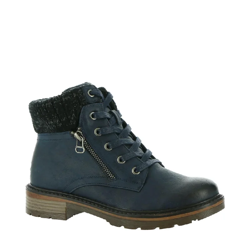 Affordable Hiking Shoes Wanderlust Women's Amy Knit Cuff Waterproof Lace Boot in Navy