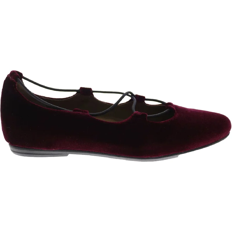 Luxury Leather Sneakers Women's Earthies Essen Burgundy Velvet